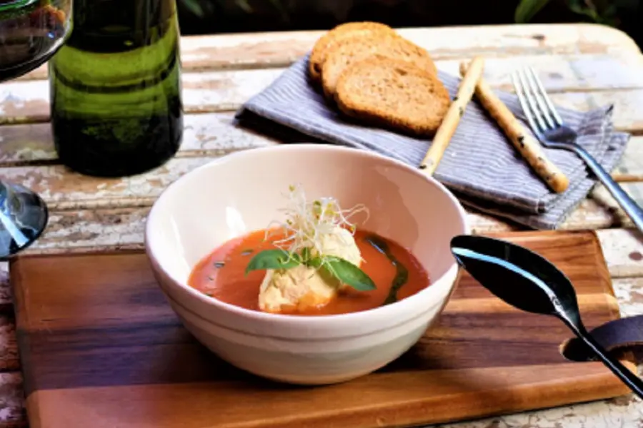 receta_Mini Gazpacho, Brandada de Bacalao y Aceite de Albahaca